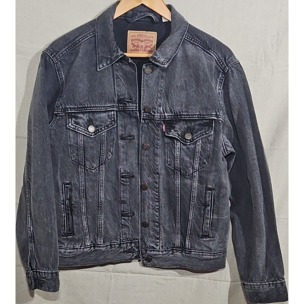 Levi's Women's Black Jean Jacket Button Closure Pockets Collared Size M